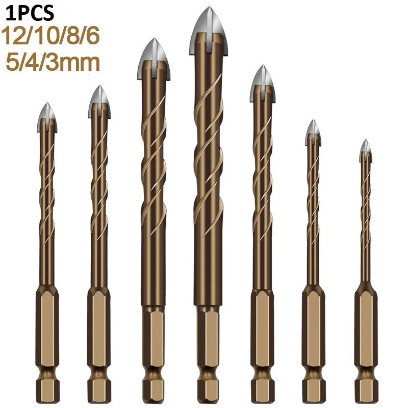 Heavy Duty Cross Tile Drill Bit Set with Alloy Construction Dimensions 14 Inch Length with a Hex Shank of 312mm