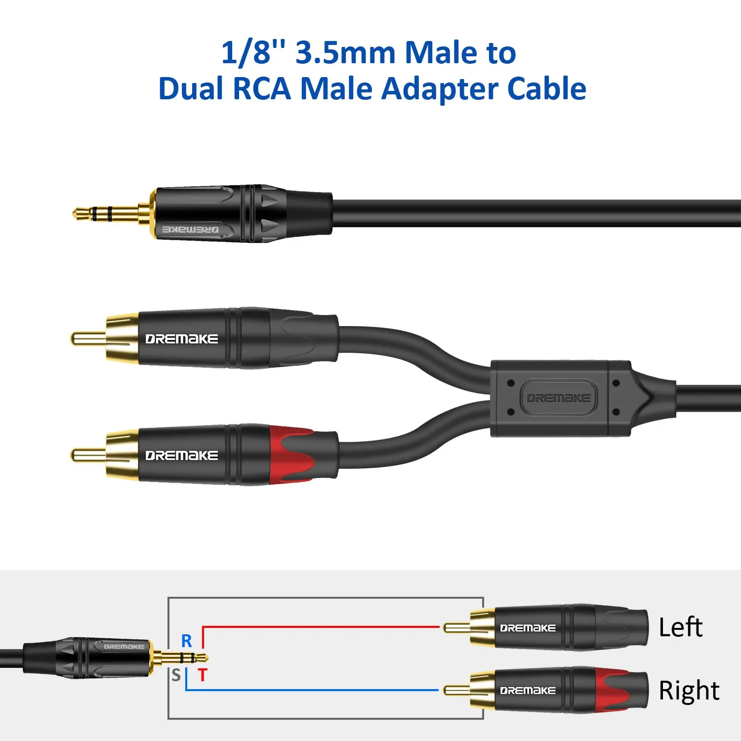 RCA  Audio Cable Stereo Gold-plated Y-splitter TRS 3.5mm To 2X3.5mm For PC Smartphone Tablet MP3 TV  DVD Speaker Amplifier