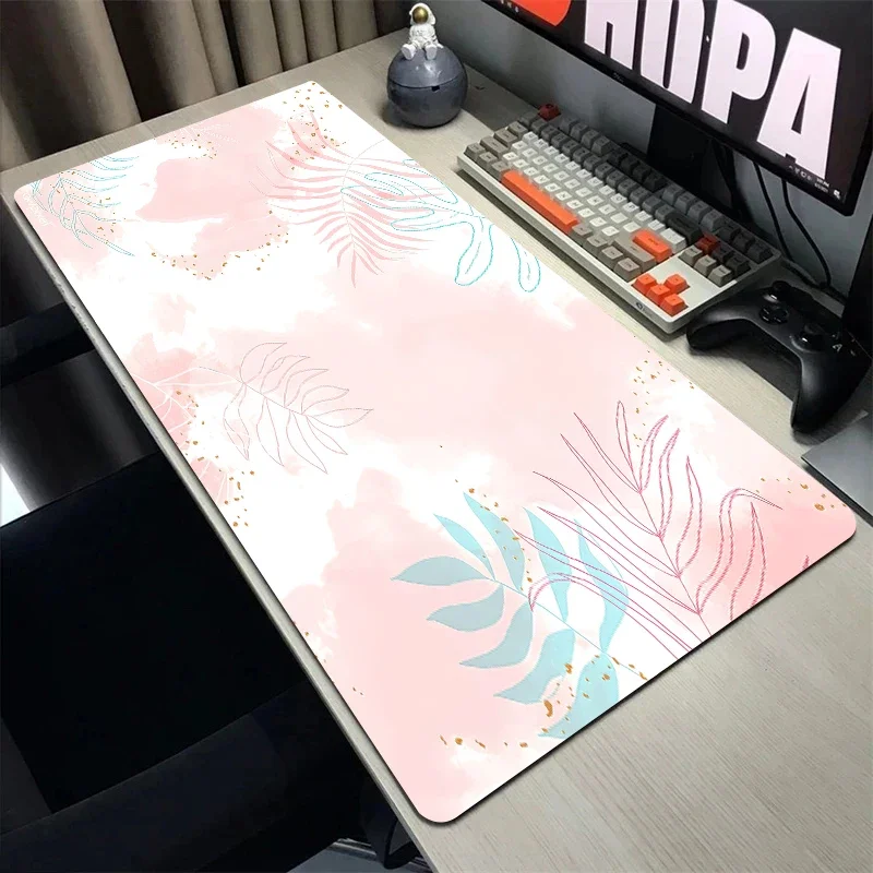 Leaf Gamer Keyboard Mouse Pad Pink Mousepad Xxl Desk Mat Bureau Gaming Extended Pad Carpet Rug Office Accessories Table Cushion