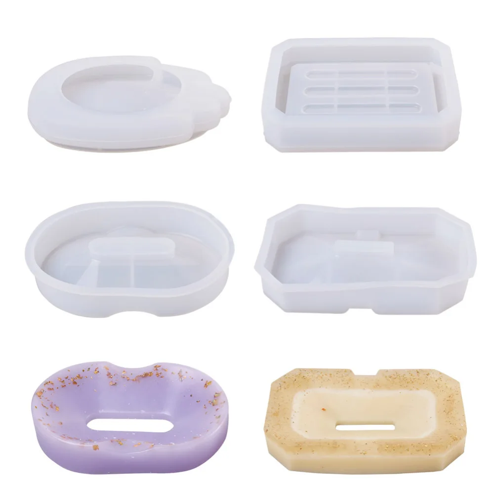 

4Pcs DIY Soap Box Silicone Molds Palm Oval Octagon Rectangle Resin Casting Decoration Molds For UV Resin Epoxy Resin Making