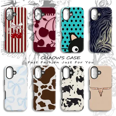 Pink Cherry Phone Case for iPhone 18 17 17e 16e 16 15 14 13 12 11 XS Air Pro Max Plus Double-layer Back Cover