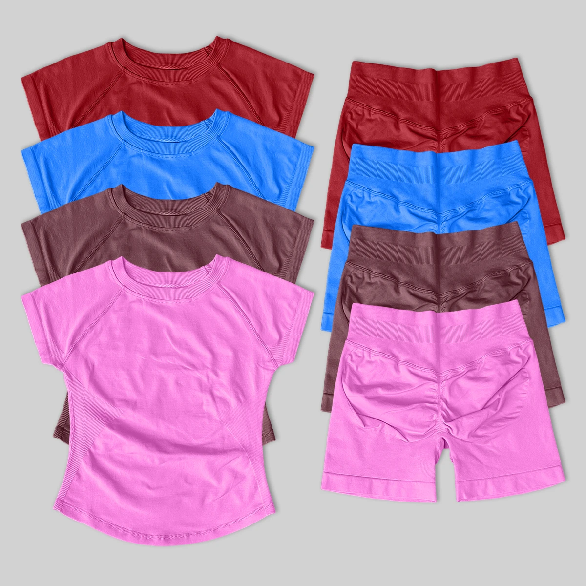 2 Pcs Impact Sports Sets Short Sleeve Seamless Yoga Top Fitness Set Women Workout Running Sports Shorts Gym Suit