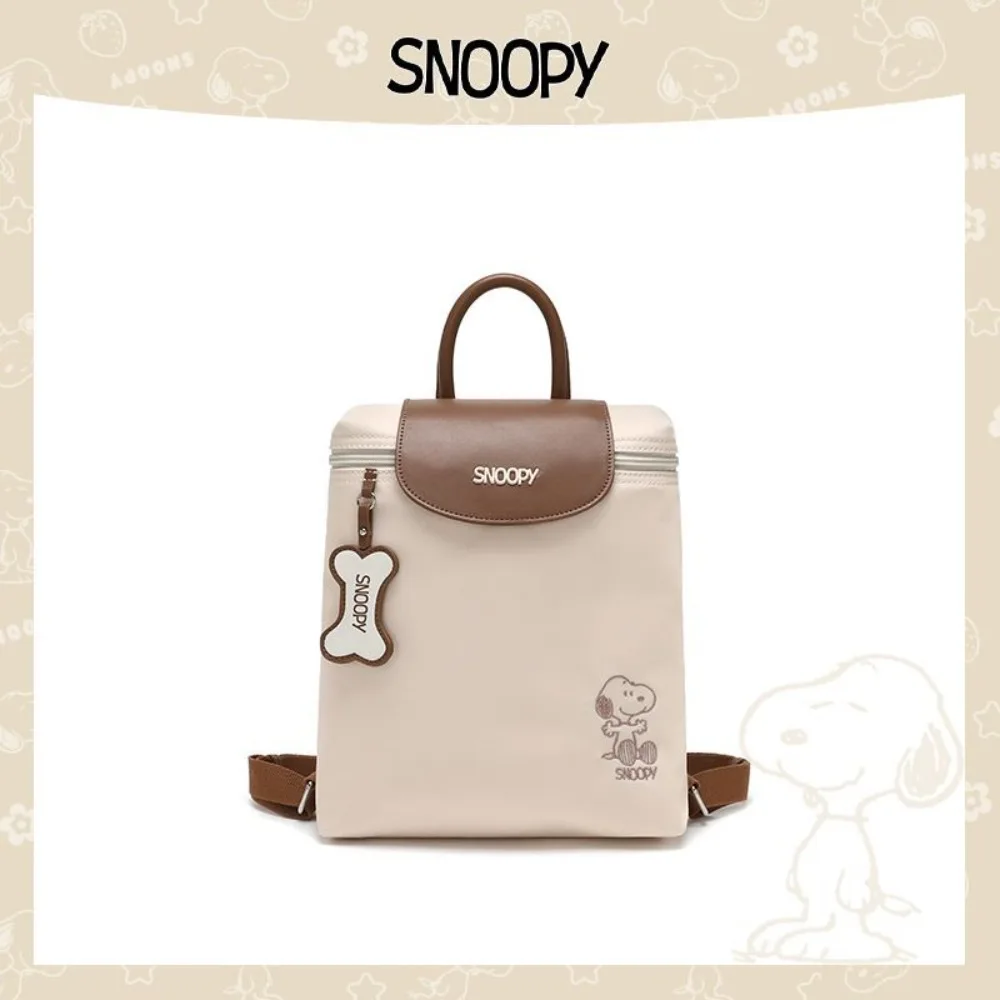 Kawaii snoopy bolsa crossbody feminina leve dobrável náilon dos desenhos animados bordado mochila portátil bolsa casual presentes