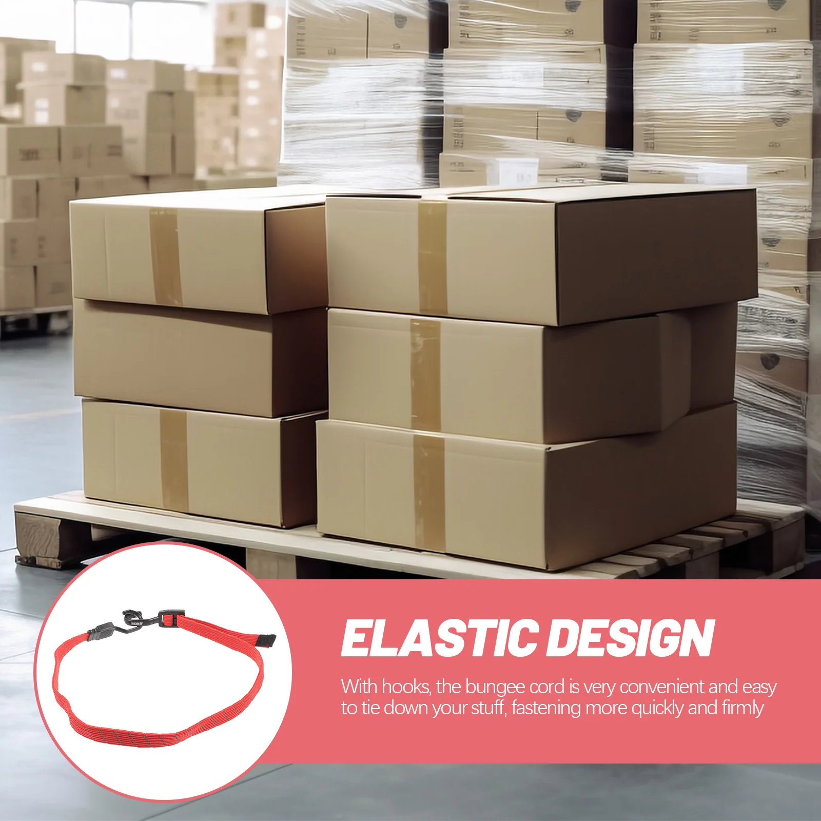 

Elastic Bungee Cord with Hooks Down Straps for Bike Cargo Storage Flower Basket Hanging Workshop Home Use Rope