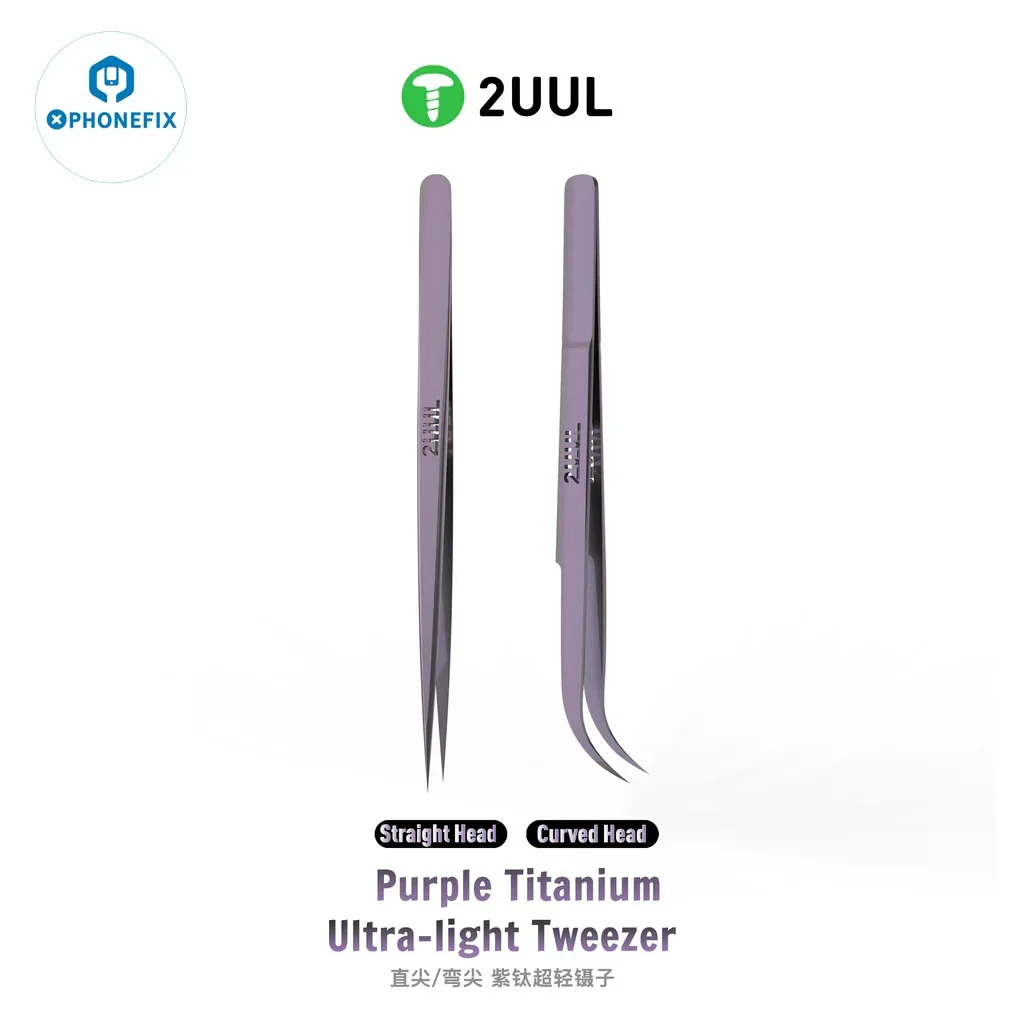 2UUL TI21 TI22 pinzas ultraligeras de titanio para reparación de plantillas de soldadura IC de Chip, pinzas huecas inoxidables no magnéticas TW21 TW22