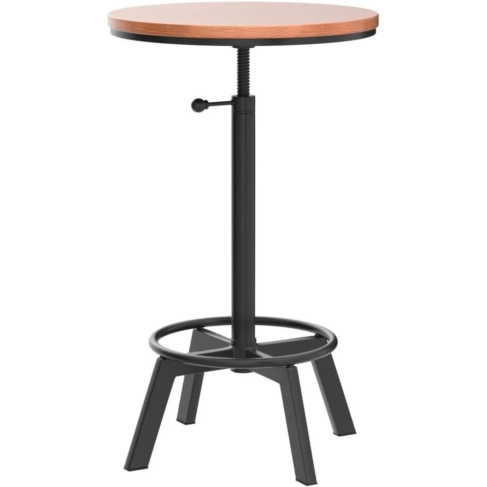 Height Adjustable Rustic Bar Table 360 Degree Swivel Bistro Pub Dining Cocktail Table Vintage Industrial Style Kitchen Office