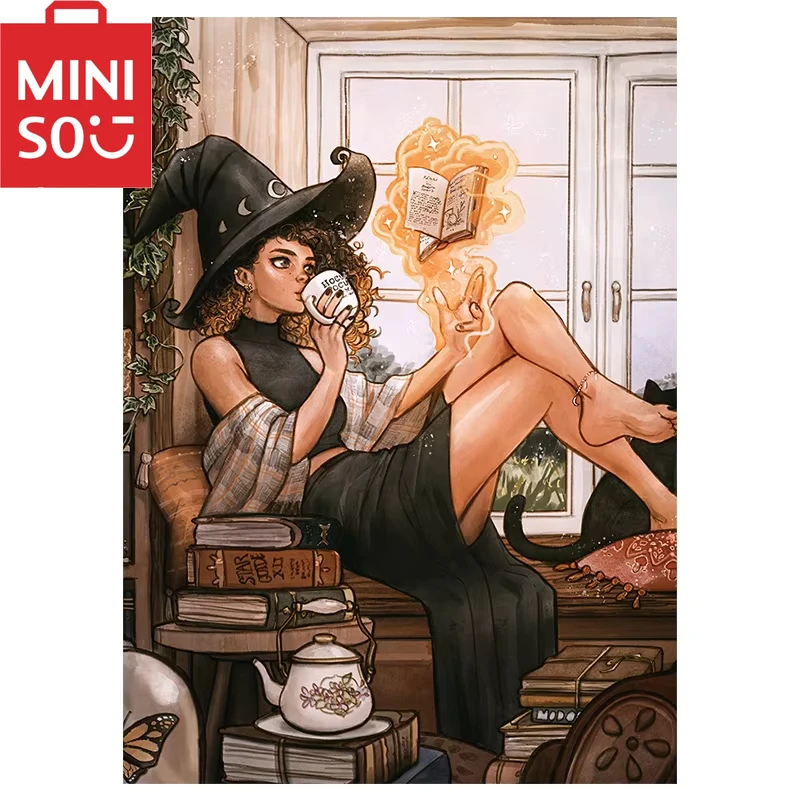 

MINISO картина маслом по номерам мультфильм ведьма украшение дома живопись стены спальня декор комнаты подарочные рамки