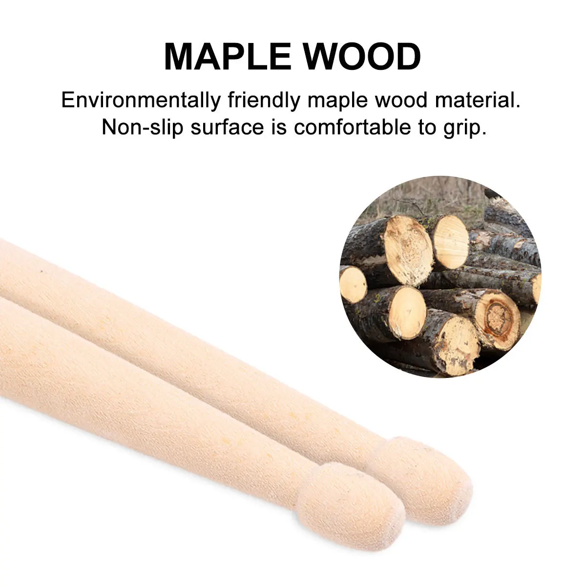 

2Pairs Percussion Drumsticks Maple Wood Durable Non-Slip Grip Ideal for Daily Practice Concerts Bands Drumsticks