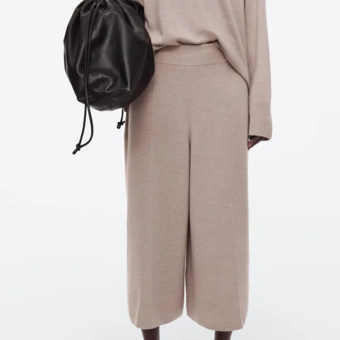 

Pure C Home Sle Women's Stand Wide Leg Merino Wool Seven-Foot Pants Early Autumn New Arrival Korean Sle Commute