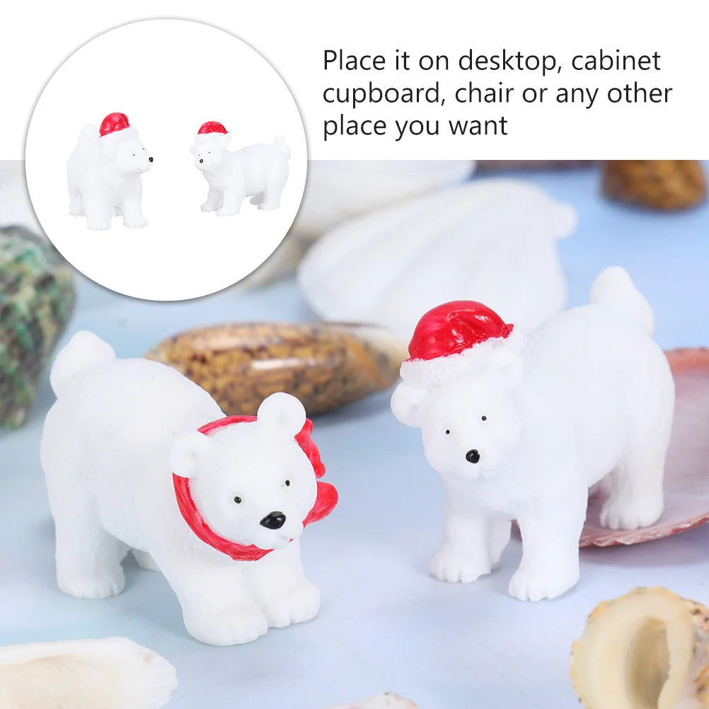 9 Pcs Christmas Polar Bear Ornaments Desktop Decorate Decorations Miniatures Figurines Container