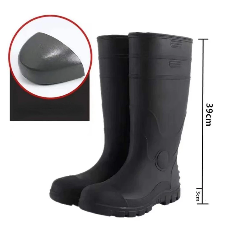 2023 Men\'s Work Boots Construction Site Protection Plus Steel Boots Anti-smashing Anti-stab Platform Boots Men\'s Tall Rain Boots