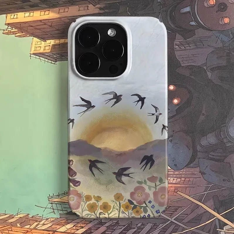 

Sunset and Flying Birds Art Phone Case for IPHONE 17 Air 16E 15 PROMAX 14 Plus 13 12 MINI 11PRO 16Plus XR XS Acrylic Phone Cover