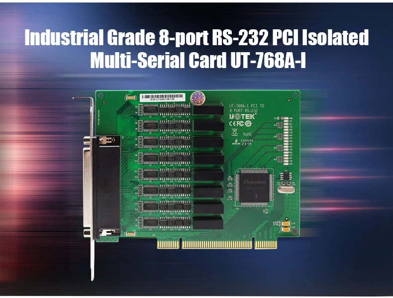 UOTEK 8 พอร์ต RS232 PCI แยกเกรดอุตสาหกรรม Multi-Serial Card RS-232 32bit Universal PCl การ์ด UT-768A-I