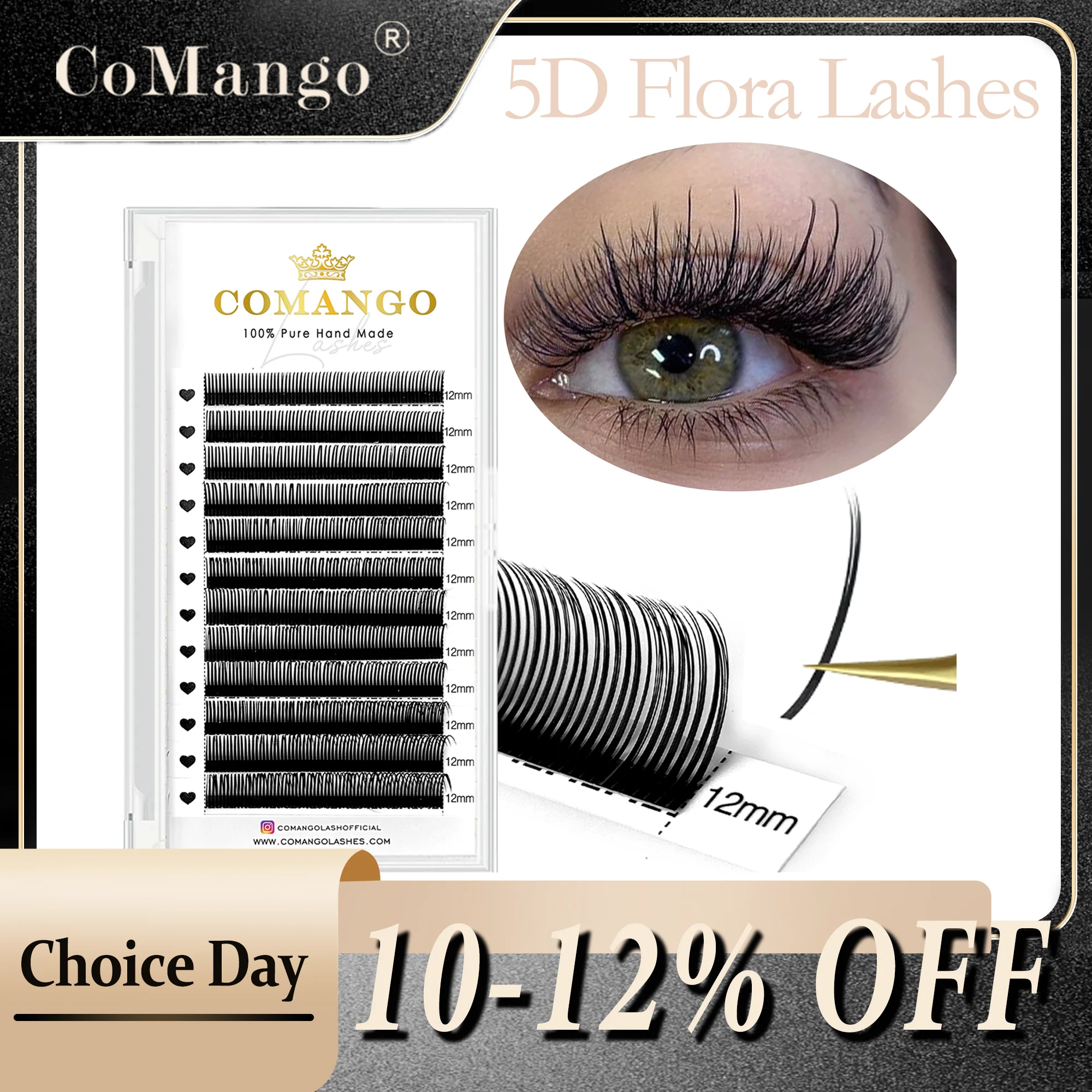 CoMango 5D Blume Fee Flora Wimpern Qualität vorgefertigte Fächer individuelle Wimpern Verlängerung weiches natürliches Make-up Großhandel Lieferant