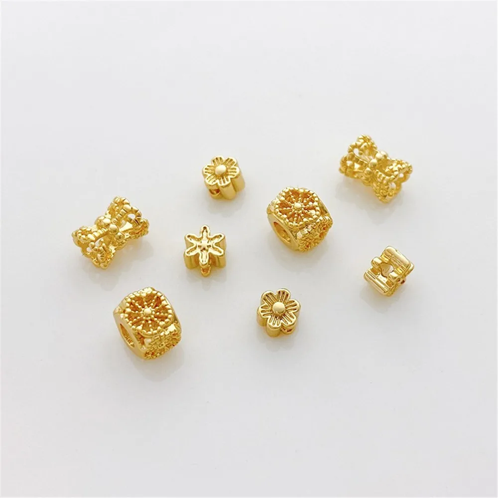 

14K Gold Sun Flower Through-hole Beads Hollow Beads Loose Beads Handmade DIY Bracelet Necklace Material Accessories