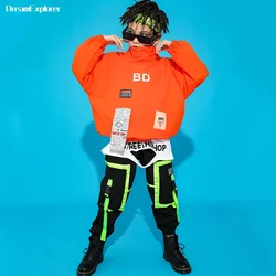 Boys Hip Hop Jacket Cargo Pants Child Pullover Girls Solid Sweatshirt Street Dance Clothes Sets Kids Joggers Children Streetwear