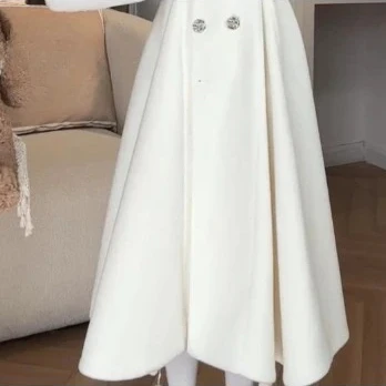 Vêtements d'hiver pour femmes, grande jupe, petit manteau, tempérament, fermeture à la taille, manteau chaud épais, vestes Socialite pour femmes