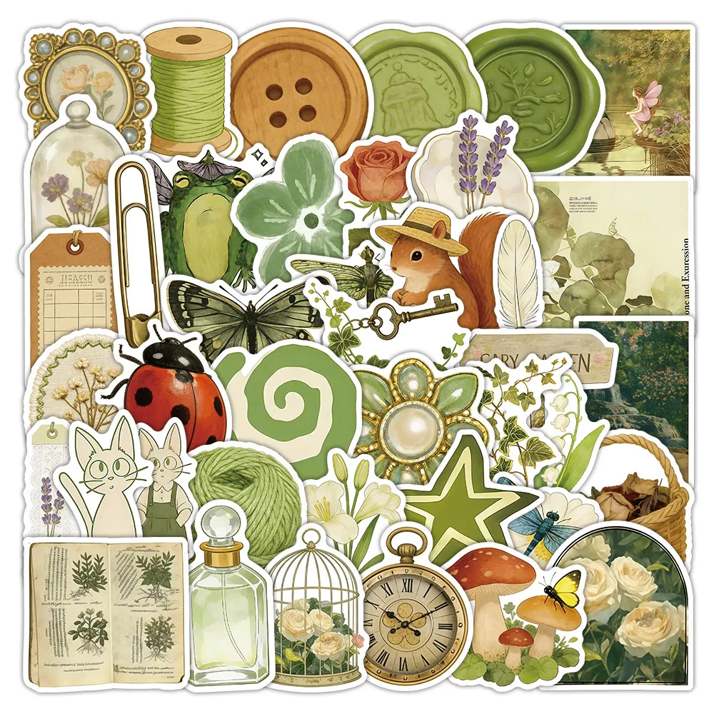 52Pcs Minimalist Vintage Stickers Waterproof Craft Decals For Scrapbook Journal Diary Decor Peel Joy Sticker Store