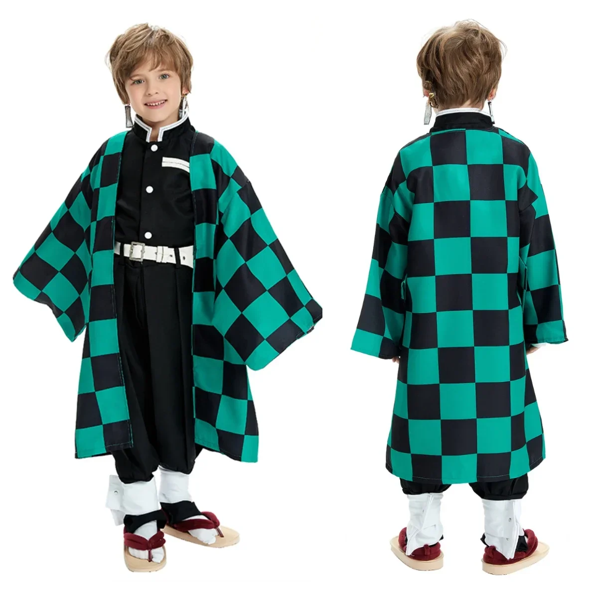 Cosplay Children's costume Anime Satan Killer Kimetsu No Yeyang Kamido Tanjiro Kimono costume Set Carnival Halloween Clothes