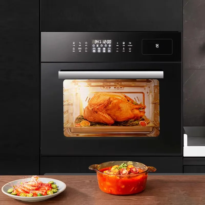 فرن بخار كومبي ذكي مدمج سعة 60 لتر مع باب زجاجي، خبز حراري دوار للبيتزا/الخبز/الكعك، المطبخ المنزلي والتجاري #2