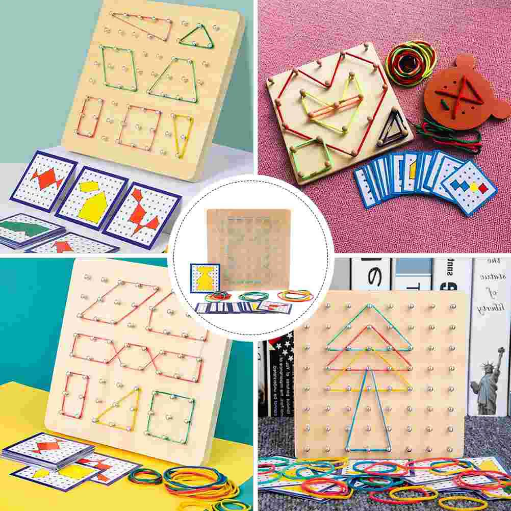 Pegboard Geometric Shape Learning Tools Math Educational Toys Wooden Creative Geoboard Kids Mathematics Nail