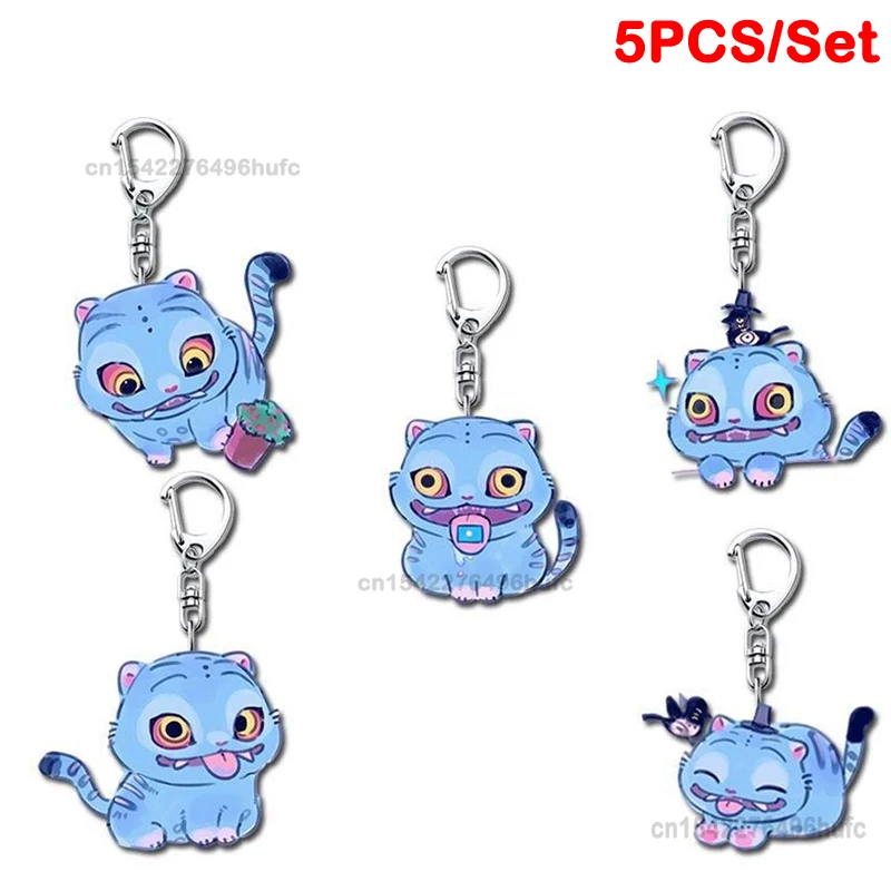 

5PCS KPop Demon Hunters Tiger Keyrings Acrylic Keychain Pendant Backpack Decoration Cartoon Anime Movie Fan Friends Love Gifts