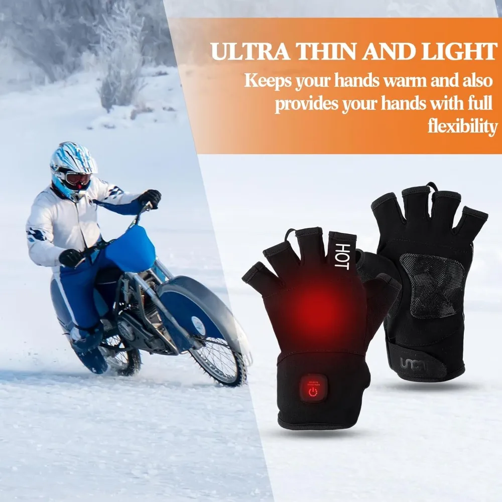 قفازات بدون أصابع تسخين كهربائي قابلة لإعادة الشحن - شحن USB، درجة حرارة قابلة للتعديل للرجال والنساء، مثالية للكتابة وال Da