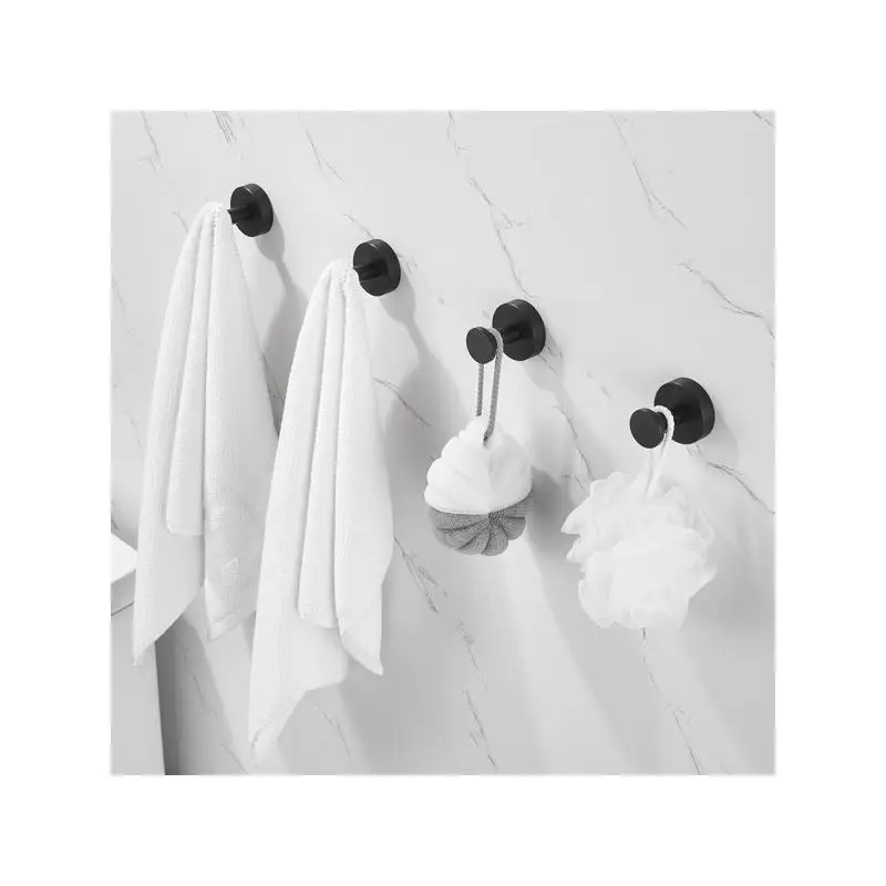 خطاف منشفة بقاعدة مستديرة باللون الأسود غير اللامع، عبوتان، للمدخل، وخزانة الأحذية، وخزانة الملابس، وأجهزة أثاث الحمام وغرفة النوم،