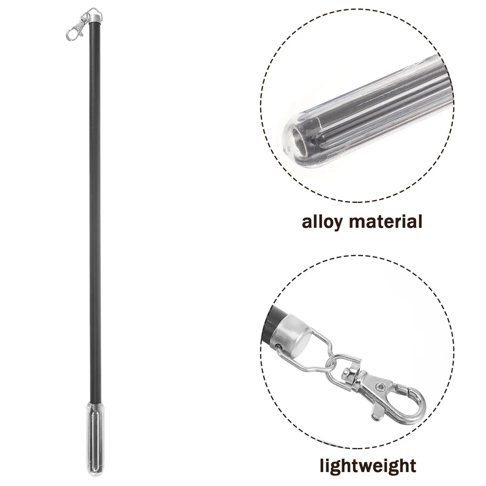 21 Inch Curtain Pull Wand Aluminum and Plastic Manual Drapery Rod Rust Proof Smooth Surface Ergonomic Grip for All Curtain Types