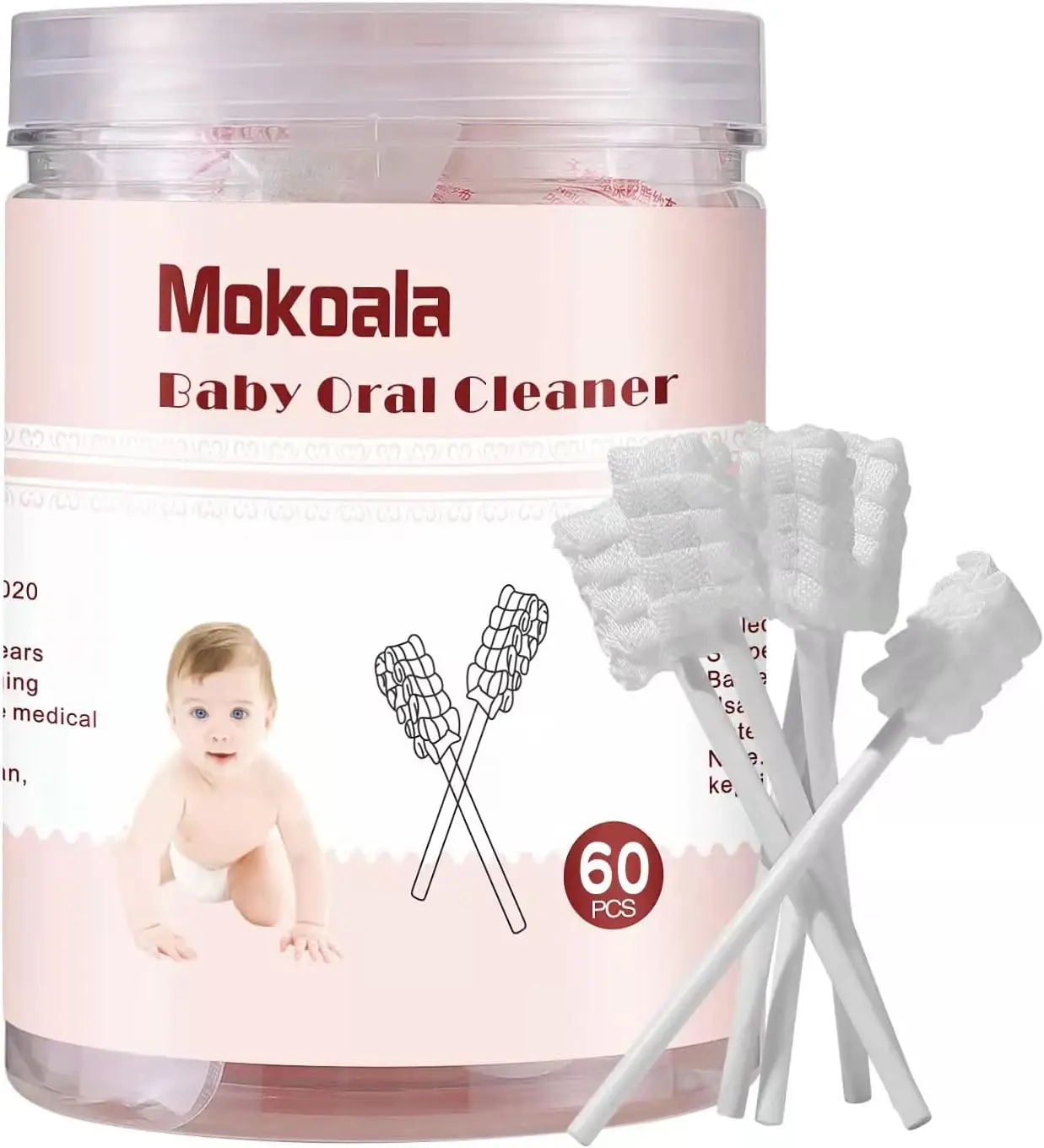 

60Pcs Baby Tongue Cleaner, Soft Gauze Toothbrush for Newborn Oral Care, Disposable Infant Mouth Cleaner