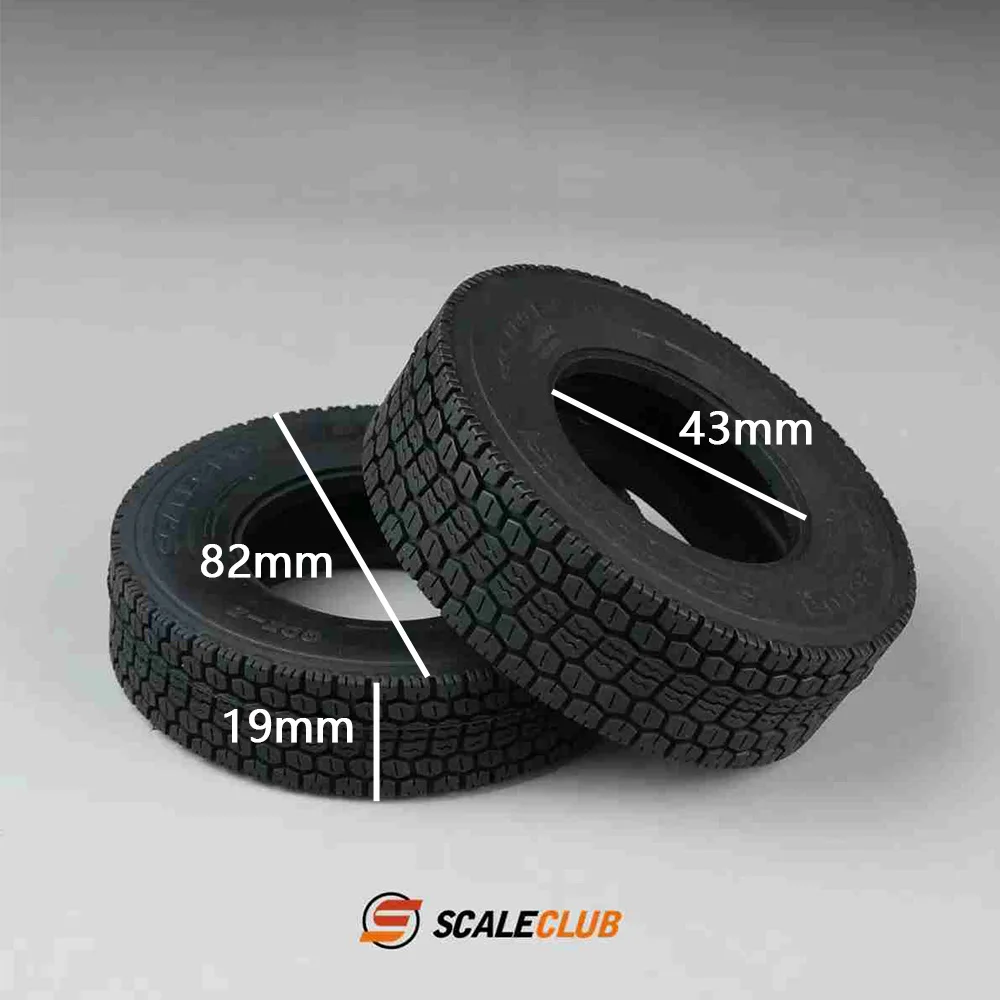 1 Pair General Tamiya 1/14 Tow Truck Mud Head All-Terrain Rubber Road Tires Wide & Narrow Quality Model Truck Accessories