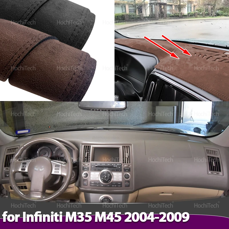 Auto-styling Wildleder Leder Schwarz/Braun Dashmat Dashboard Abdeckung Pad Dash Matte Teppich Für Infiniti M35 M45 2004-2009