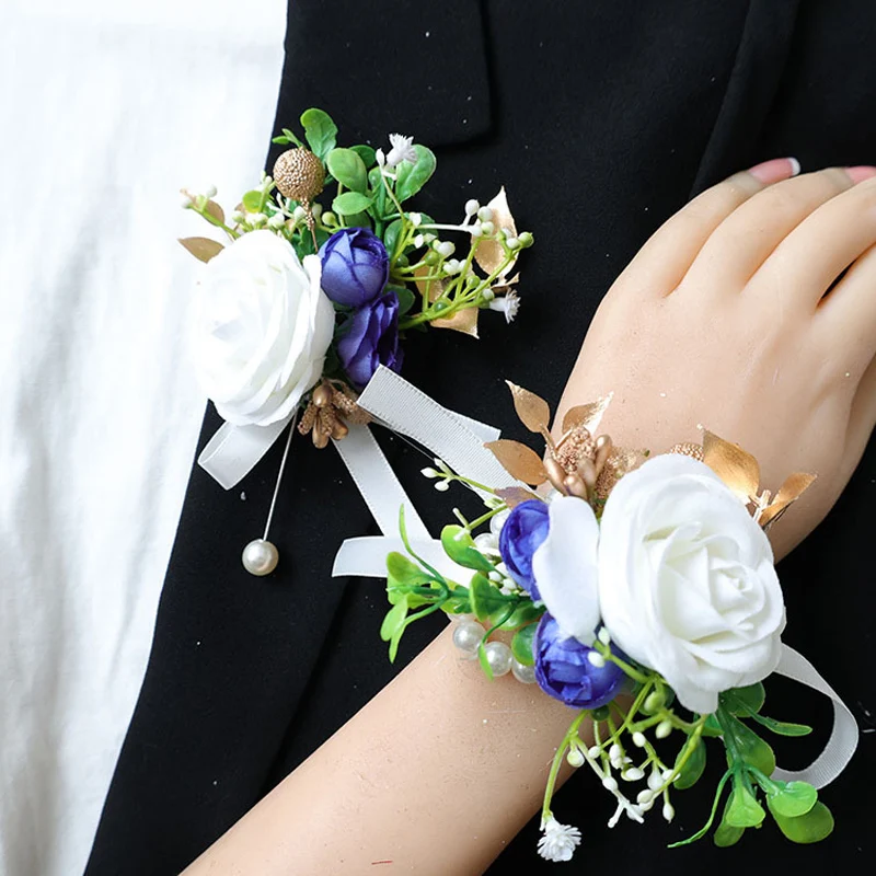 

25042 Rose Pink Bohemian Rose Flower Boutonniere and Wrist Corsage Perfect for Brides Groomsmen and Wedding Decorations