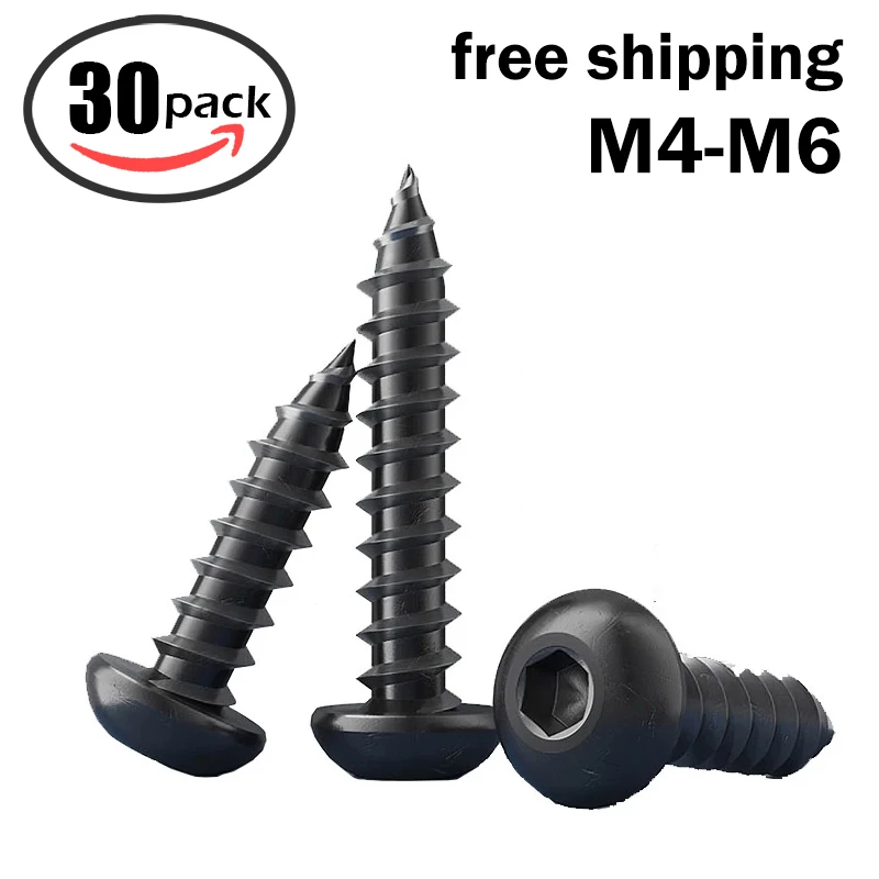 GB/T 8.8 degree M3 M4 M5 M6 BLACK Round Head Hexagon Head Cup Model Self-tapping add hard sound carbon steel screws image 6