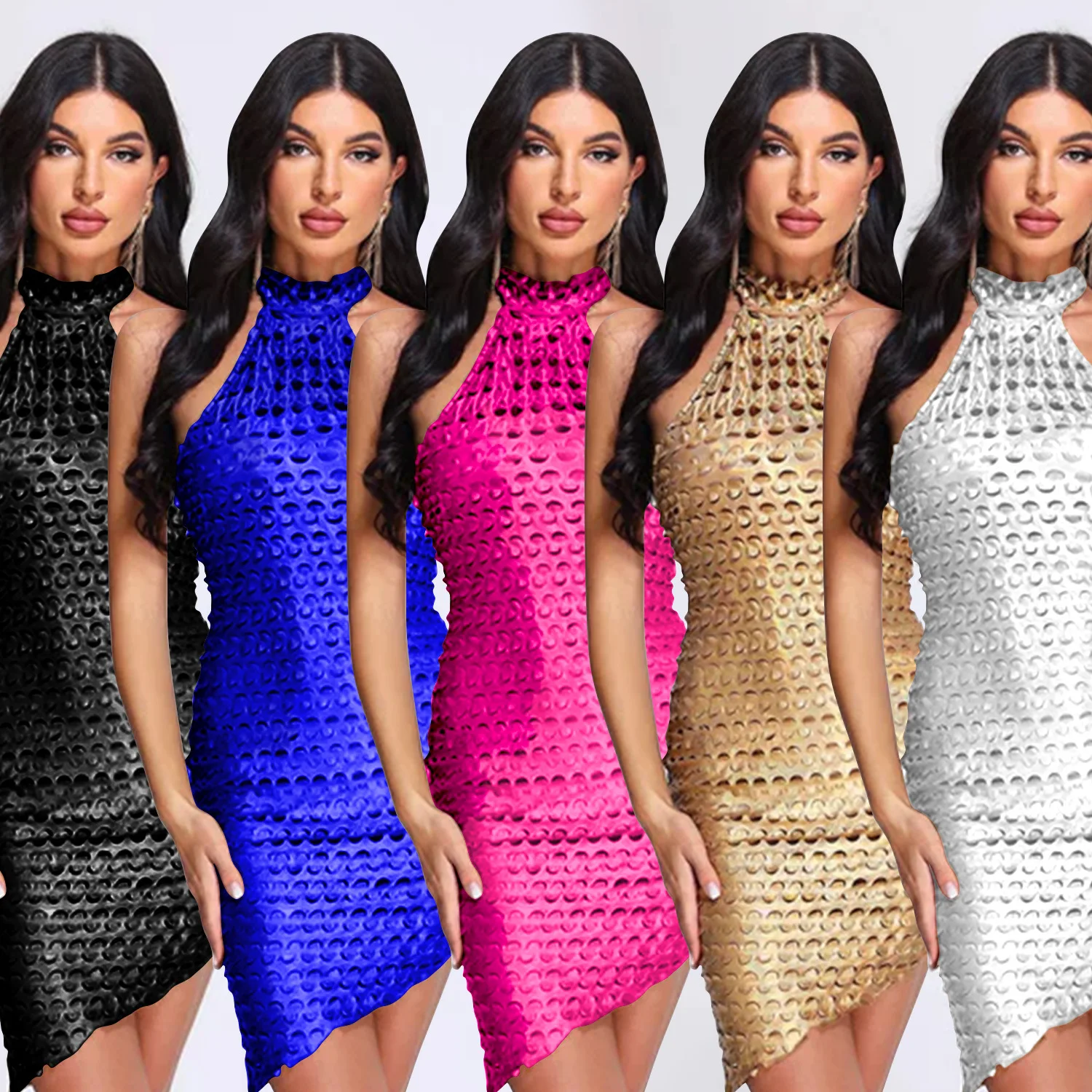 

Fashion women's clothing solid color sleeveless backless neck skirt dress sexy intellectual temperament elegant hot sale new wom