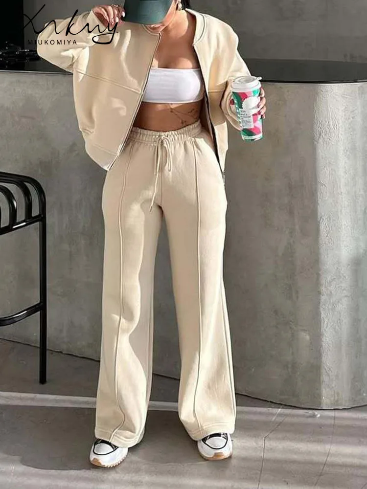 Terno quente para mulheres conjuntos de calças de moletom inverno 2 peças grosso velo zíper jaqueta e calças conjunto feminino veludo agasalho para mulher, terno feminino conjunto, conjuntos de calça