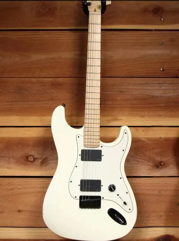 Matte White Electric Guitar HH pickup Fixed Bridge basswood body Maple Neck Rose wood fingerboard black tuner