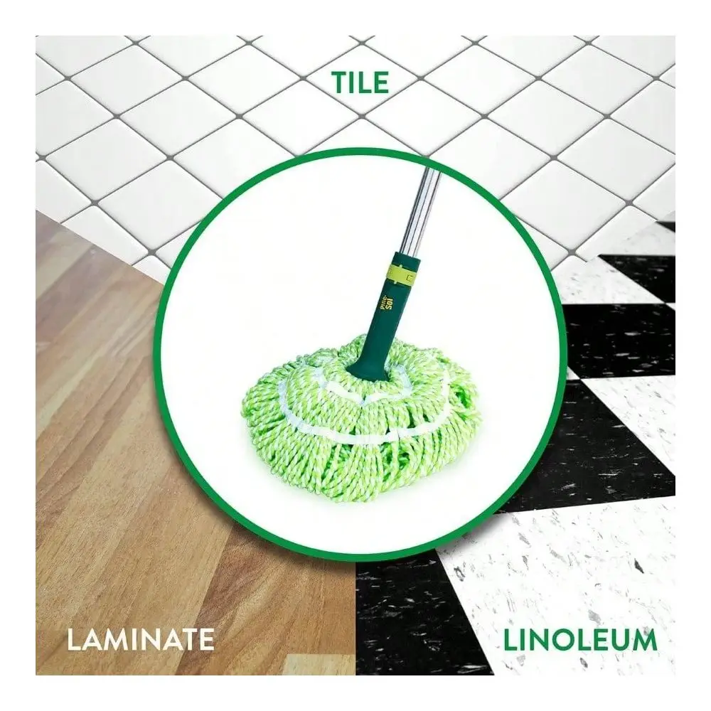 

Mop Self Wringing U2013 Easy Squeeze Twist Design Wet Mopping Household Cleaning Tile, Linoleum, Laminate Floors Extendable Met