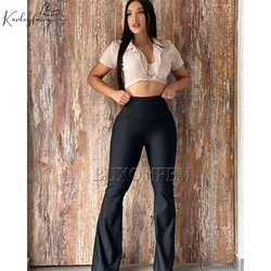 Slim Fit Stylish Fall Flared Trousers 2024 Women Seamless Wrap Hips New Women Versatile Simple Demin Pants Fall Bottoms Outwear