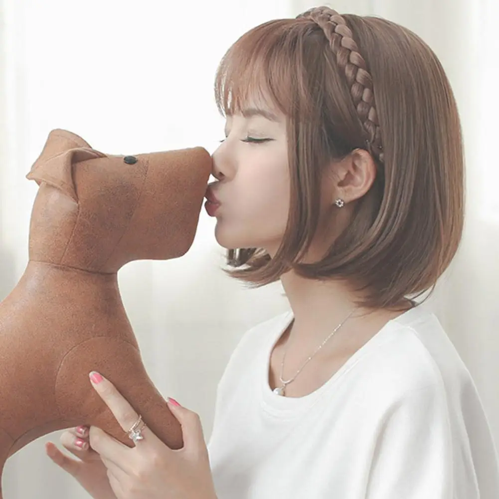 Fake Bangs Headband Front Hair Bangs Fringe Hair Extensions Synthetic Wigs Headband For Women Girls Wigs Bangs Clip Daily W L8E9