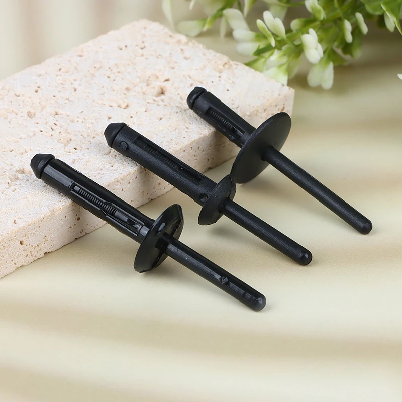 New 10Pcs Black Plastic Rivet Clip Retainer Fastener Blind Rivets Head Break Mandrel Blind Nail Rivets For Auto Accessories