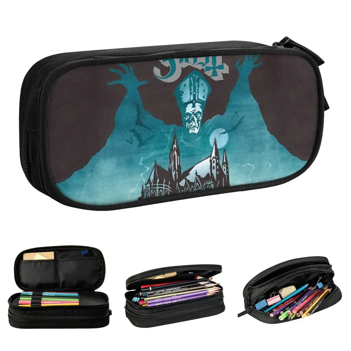 

New Ghost Band Pencil Case Pencilcases Pen Box for Student Large Storage Bag Students School Gifts Stationery