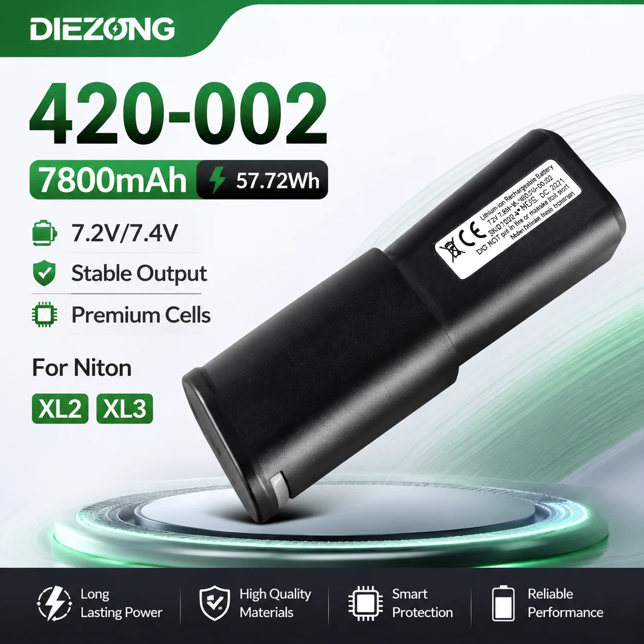 For Niton XL2 XL3 420-002 7.2V/7.4V 7800mAh Long Life Large Capacity Rechargeable Lithium Battery Fast Charging Fast Shipping