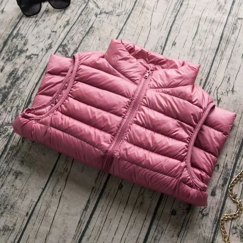 أنثى الأبيض بطة أسفل سترة خفيفة الوزن للغاية Packable الدافئة أسفل بطانة سترة 2025 جديد إمرأة أكمام سترة منفوخة 5XL