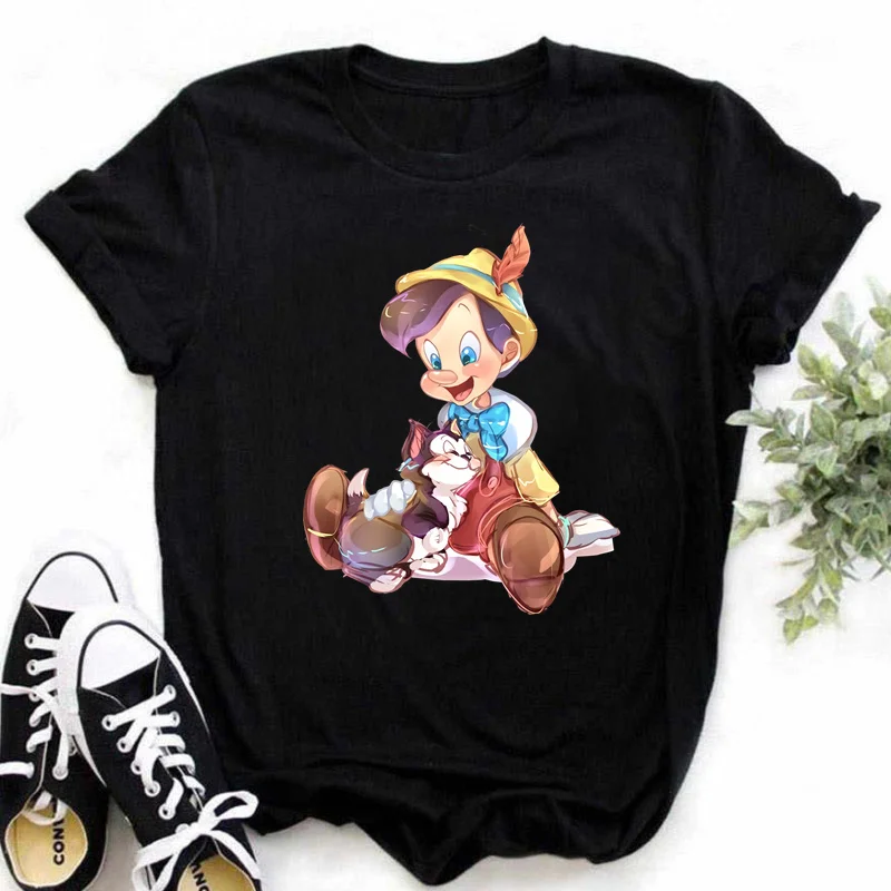 Pinocchio Disney Print Vrouwen Mode T-Shirt Casual Korte Mouw T-Shirt Voor Lente & Zomer Dames Kleding Dames 2024