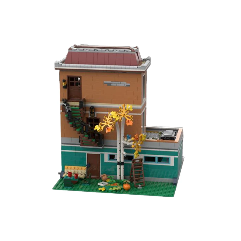 中世ストリートビューシリーズモジュラービルディングブロック MOC バーチボウリング場 DIY モデルテクニカルレンガ組立おもちゃクリスマスギフト