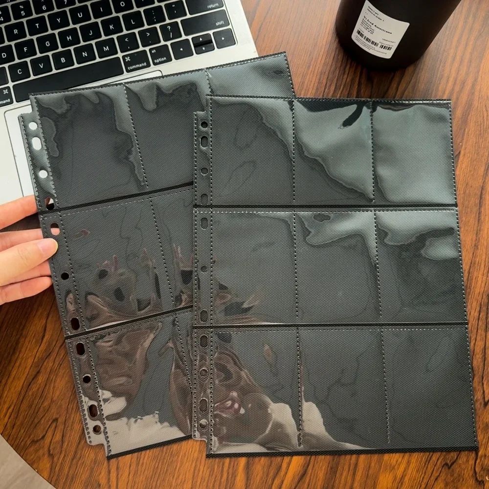 ضعف الجانب A4 حجم 9 جيب الموثق صفحات 11 حلقة التجارة الألعاب بطاقة الأكمام تخزين ألبوم حامل بطاقات التعريف الشخصية المعبود مجموعة الصور