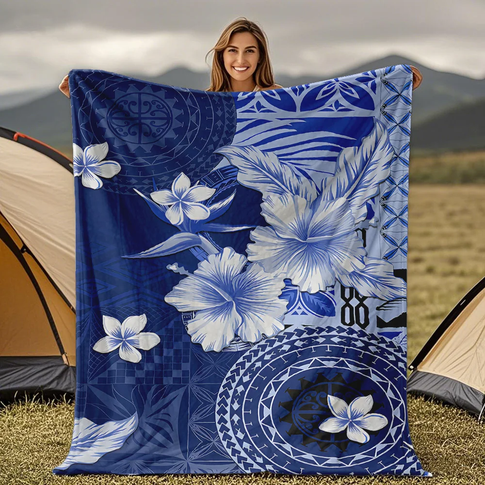 Home Textile - Selimut bermotif anggrek biru yang dicetak
