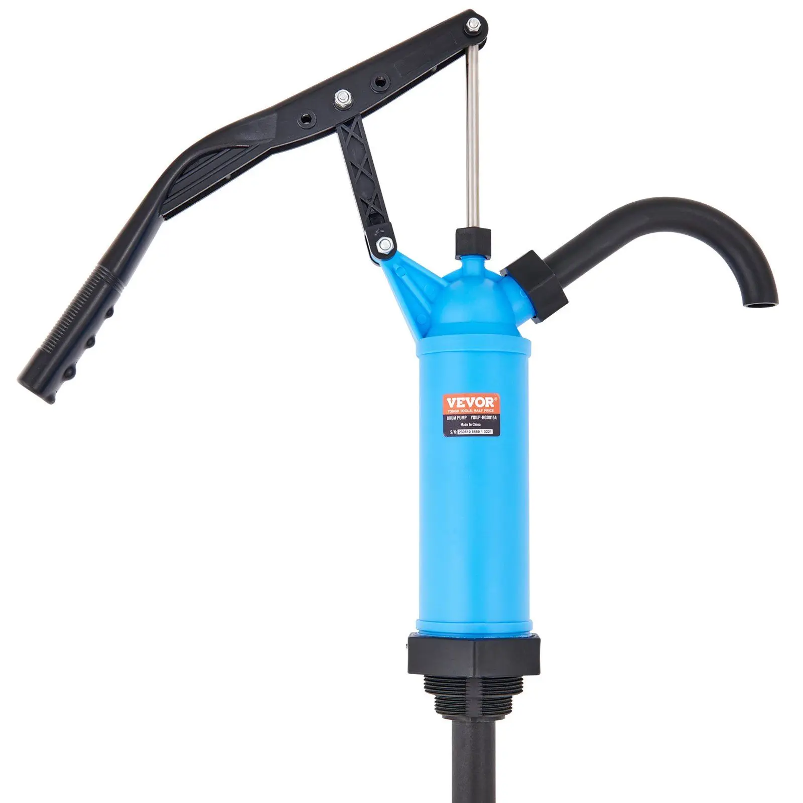 

Drum Pump 9.5 oz Per Stroke Lever-Action for 5-55 Gallon Drums Hand Operated with Suction Tube & Hose
