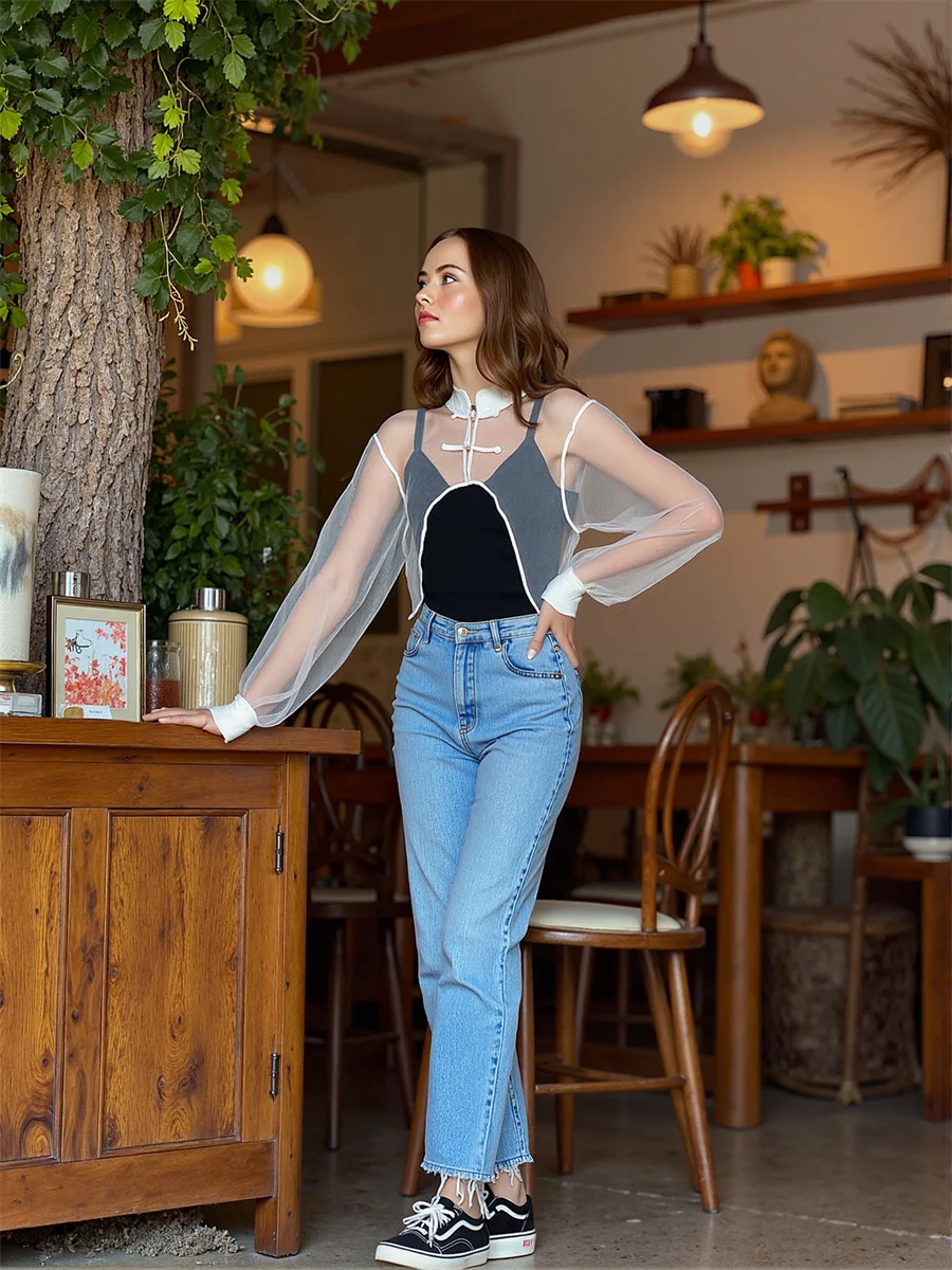 Camicia nera Donna Manica lunga Slash Neck Off-spalla Design sexy Moda Stile chic Camicette da donna Top Donna Button Up Elegante